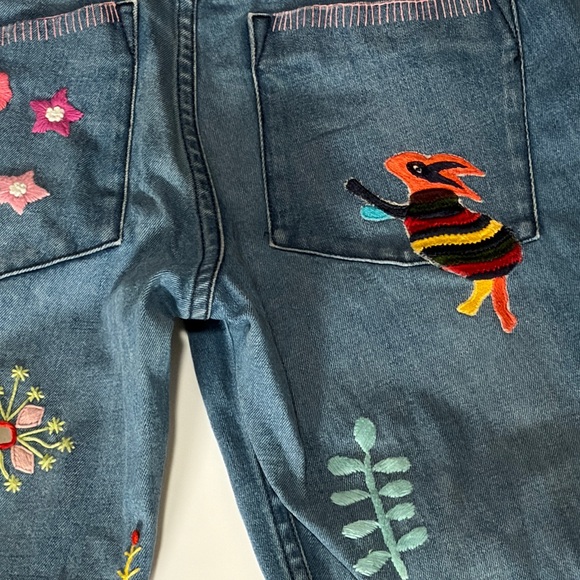 Alice + Olivia Multicolor Embroidered Flare Jeans - Picture 9 of 10